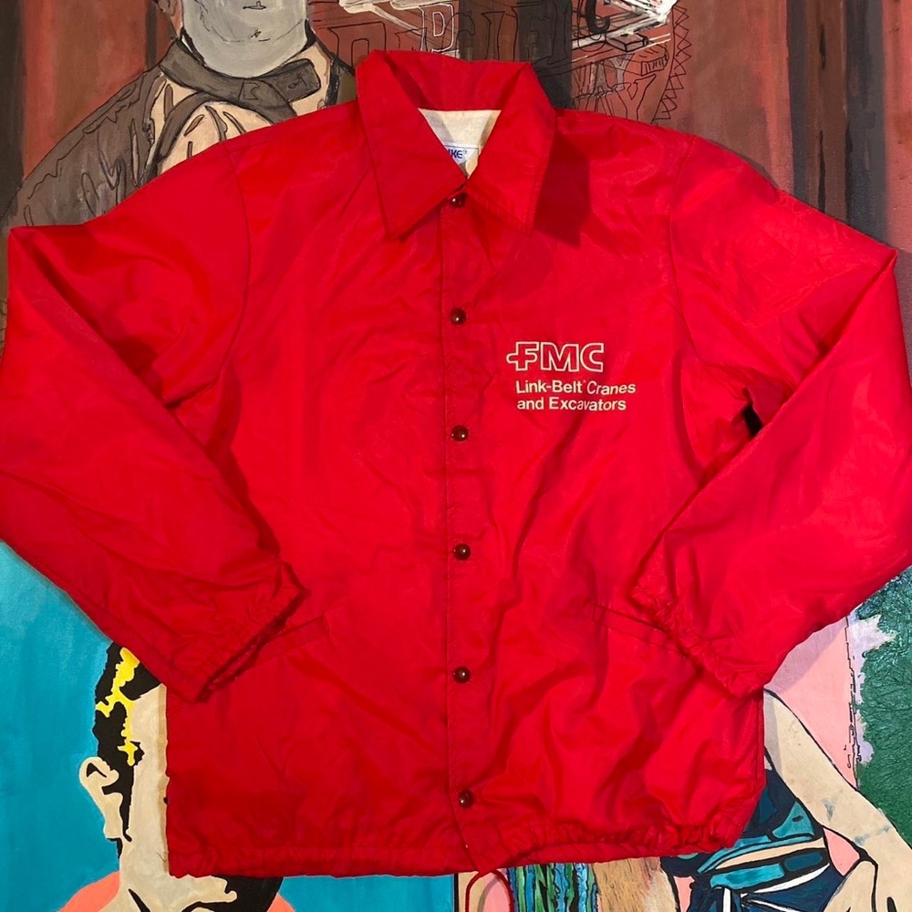Vintage Cranes and Excavators Lined Windbreaker Jacket